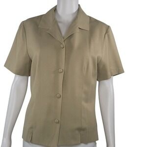 Sag‎ Harbor Green Short Sleeve Tie-Back Vented Blouse